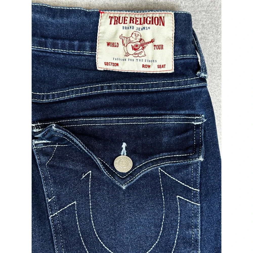 True Religion Geno Relaxed Slim Jeans Mens 33x30 Blue Flap Pocket Stretch Denim